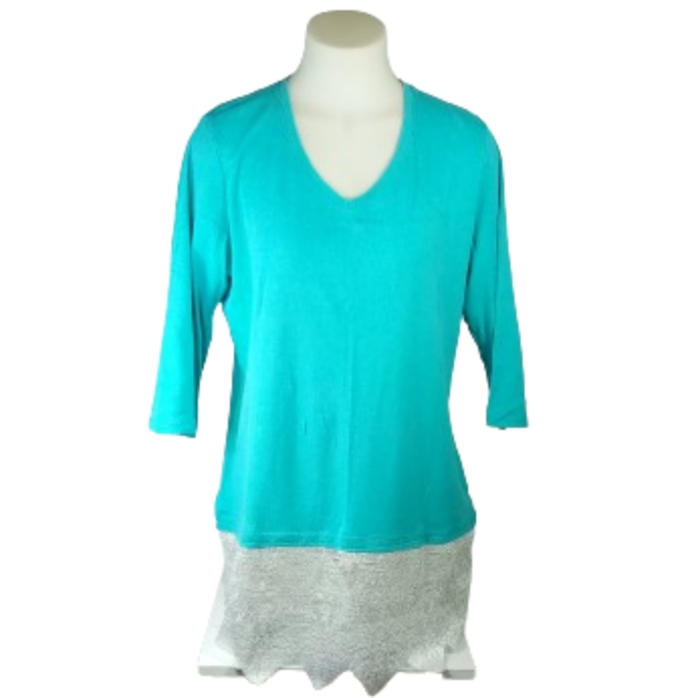 St. John Bay Teal Green Midi Dress Sz XL